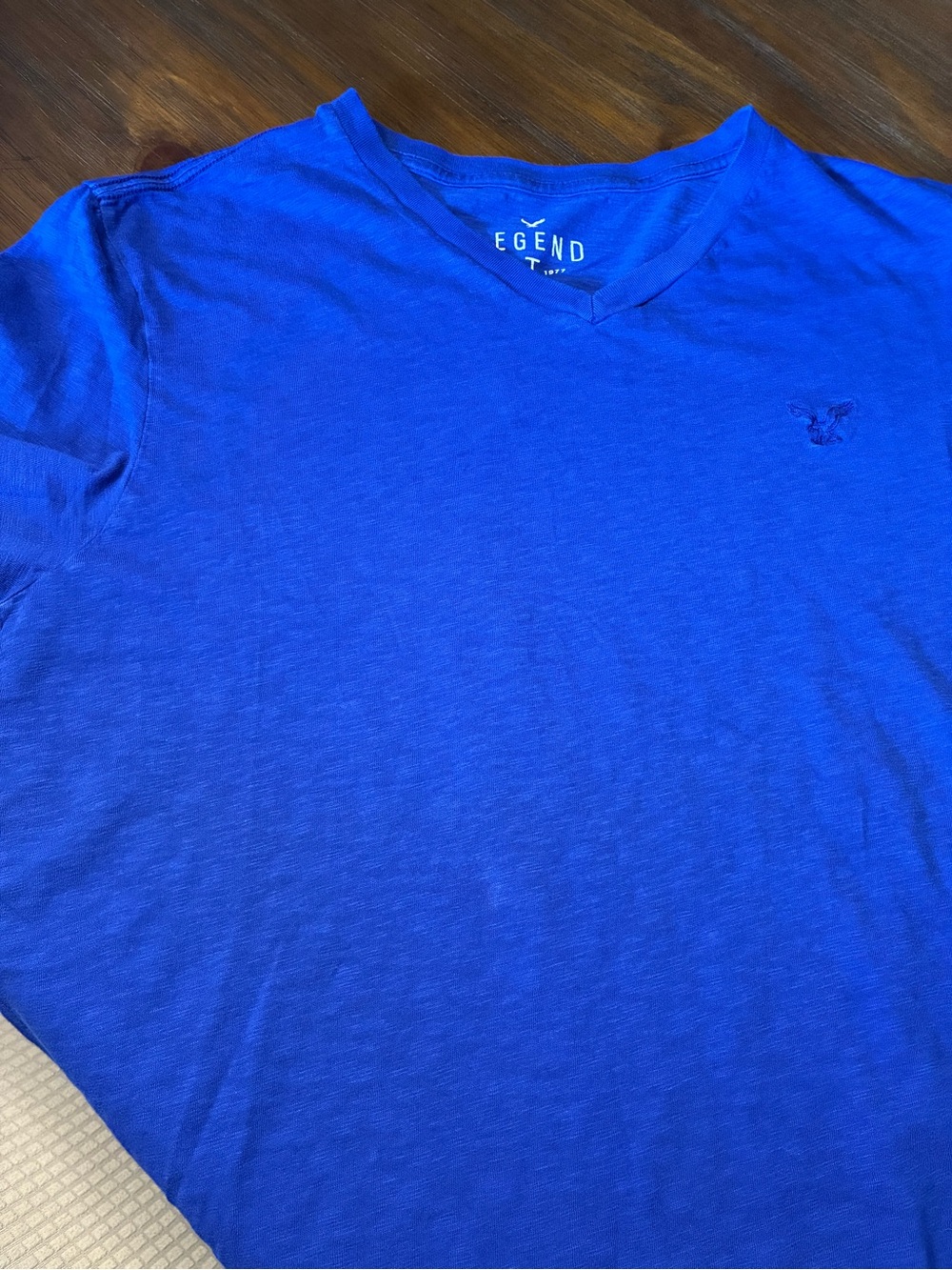 American Eagle Outfitters Men's V-Neck Short Sleeve Shirt - Royal Blue